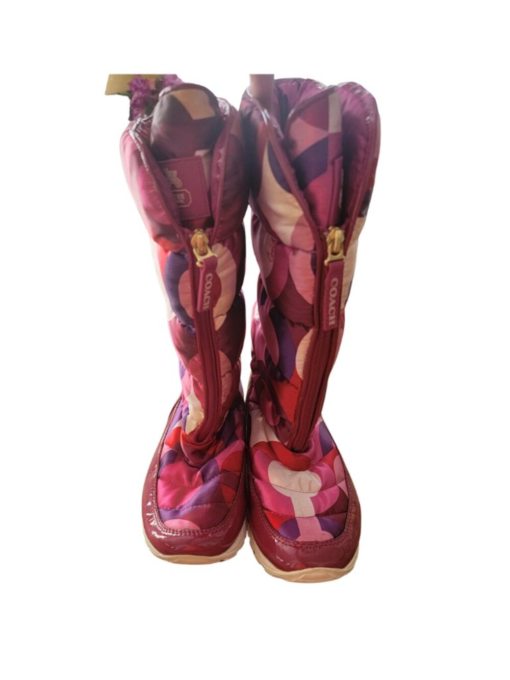 Coach JOLT Pink Signature C Logo Camo Print Silky Insulated Snow Boots - Picture 2 of 13
